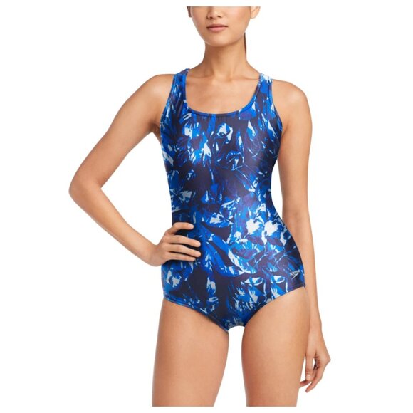 NWT Speedo Blue One Piece Racerback Swimsuit sz L - Picture 1 of 9